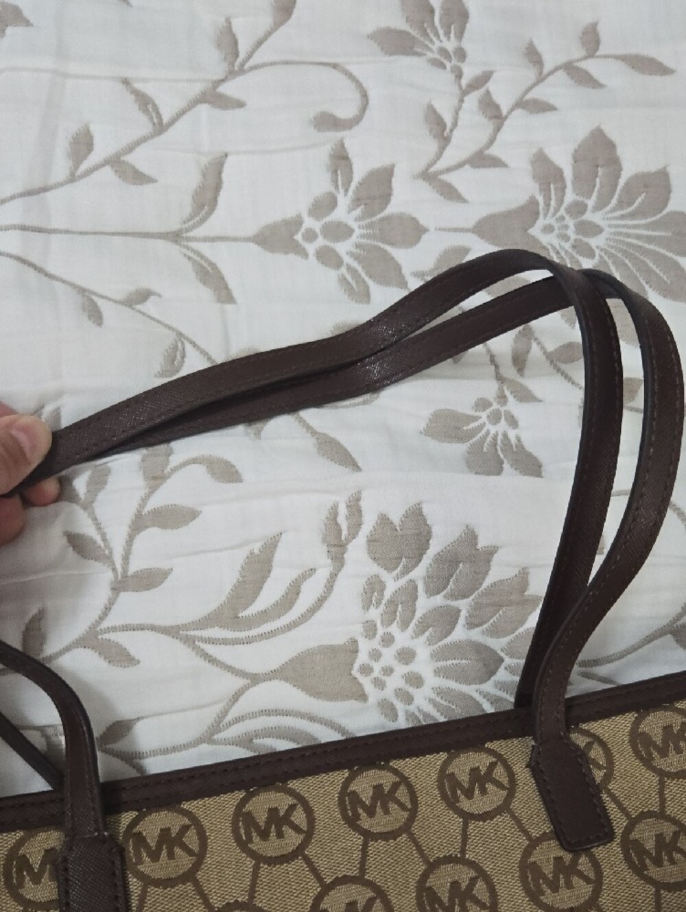 Michael Kors Brown and Beige MK Monogram Tote - Picture 12 of 13